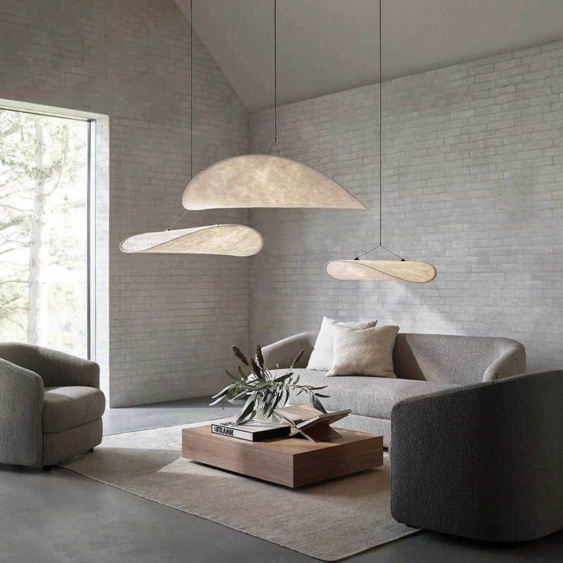 Modern LED Pendant Light in Metal and Synthetic Silk for Home and Office