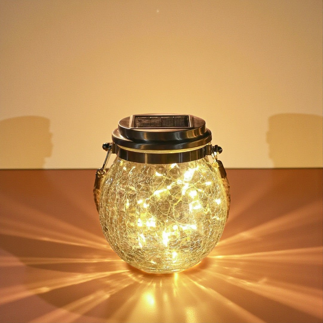 Solar Glass Jar Light with Warm LED Light