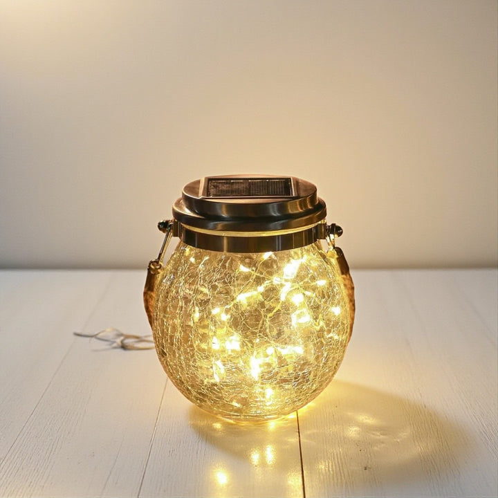 Solar Glass Jar Light with Warm LED Light