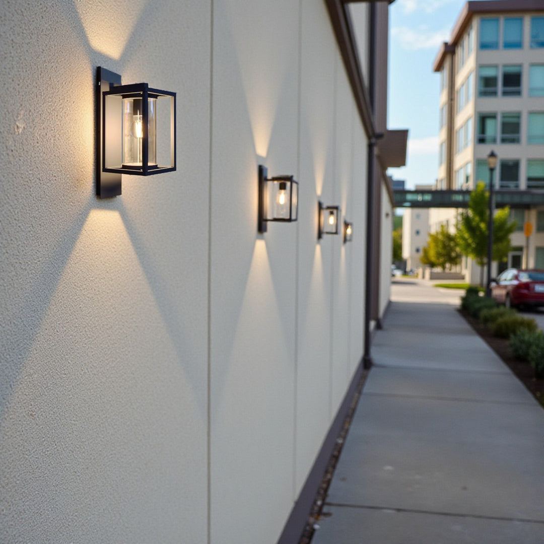 Modern Aluminium Outdoor Wall Light with Glass Panel