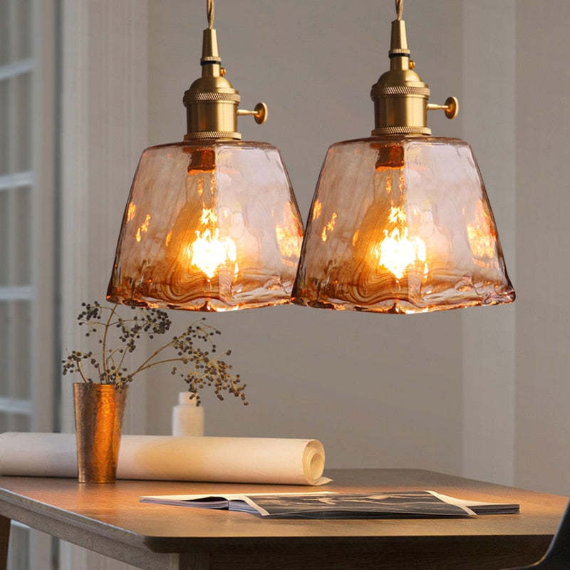 Glass Pendant Light with Gold Finish for Interior Lighting