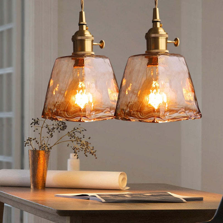 Glass Pendant Light with Gold Finish for Interior Lighting