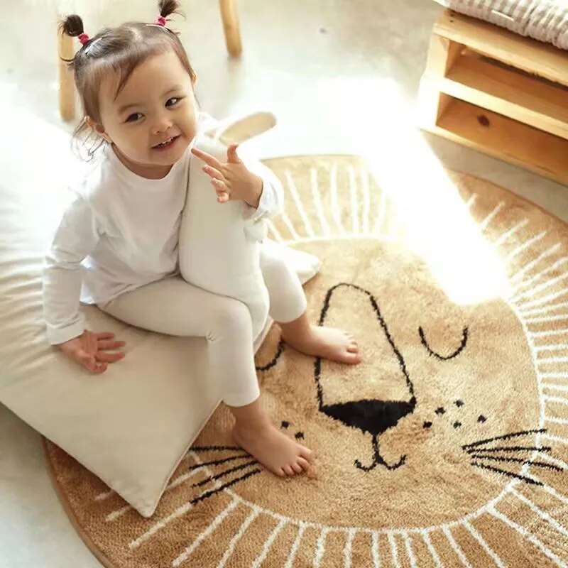 Round Lion Playmat Rug for Children