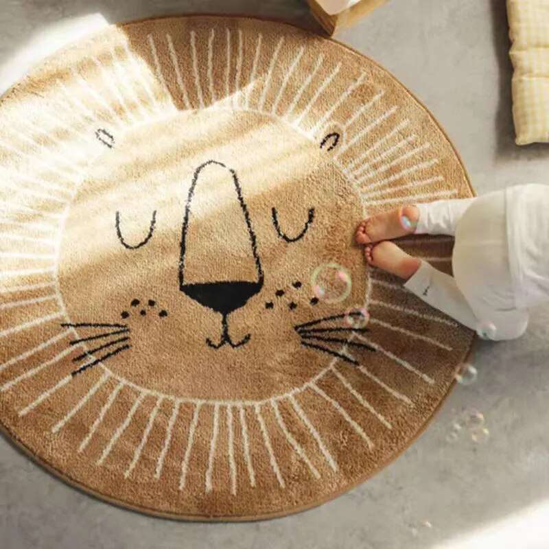 Round Lion Playmat Rug for Children