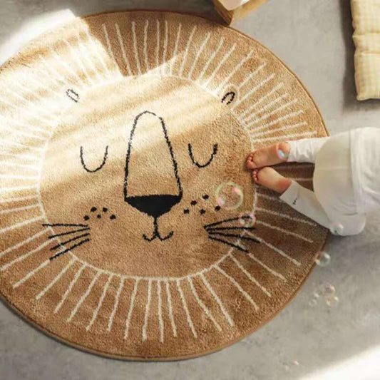 Round Lion Playmat Rug for Children
