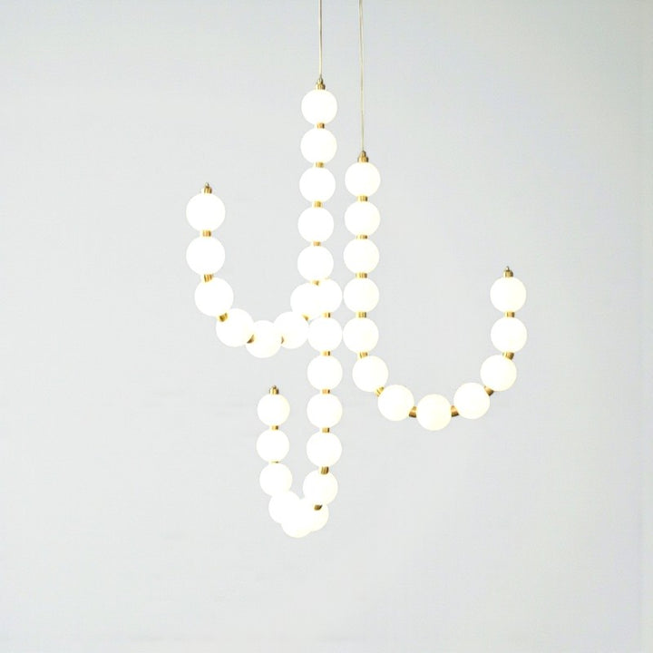 Pearl Globe Chandelier with Brass Accents