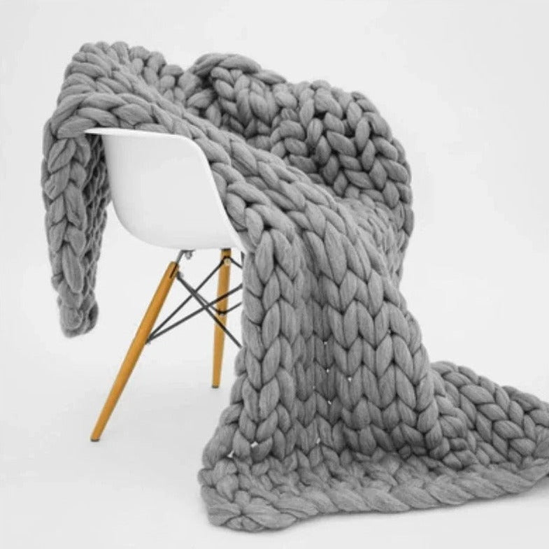 Knitted Merino Wool Blanket Throw