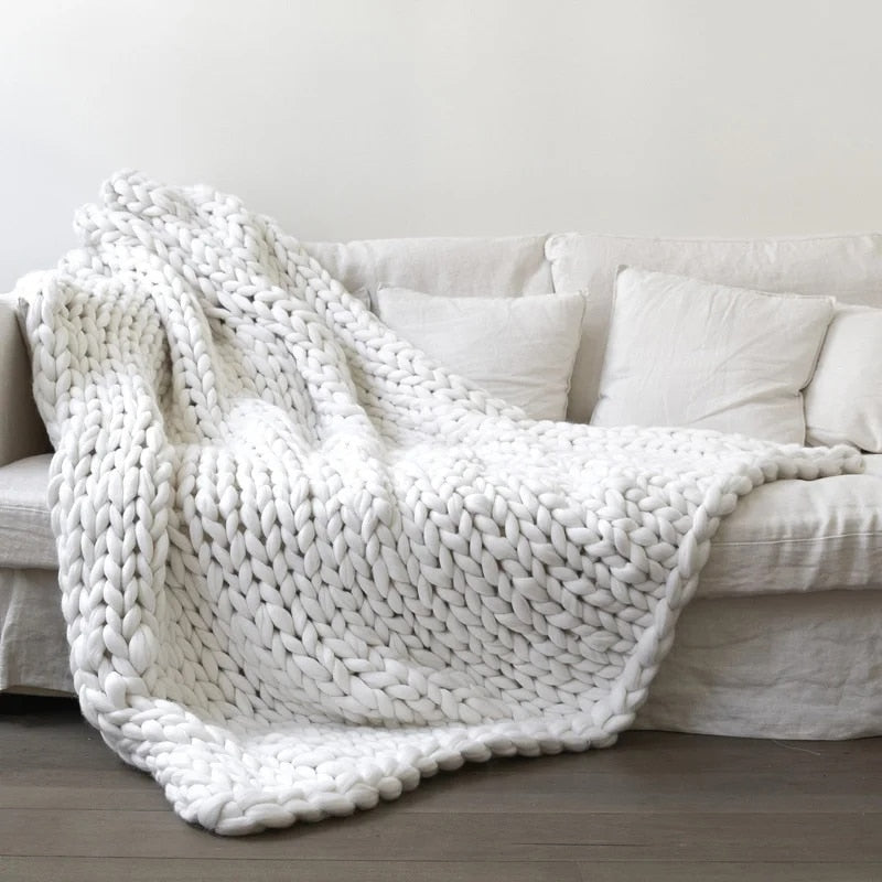 Knitted Merino Wool Blanket Throw