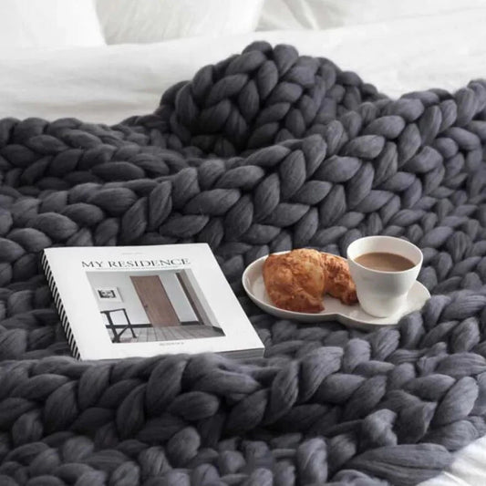 Knitted Merino Wool Blanket Throw