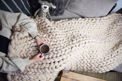 Knitted Merino Wool Blanket Throw