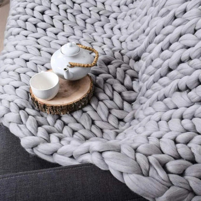 Knitted Merino Wool Blanket Throw