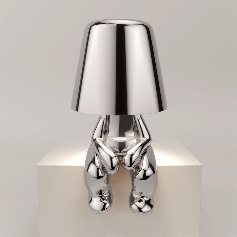 Figurine Table Lamp with Metallic Finish for Interior Decor