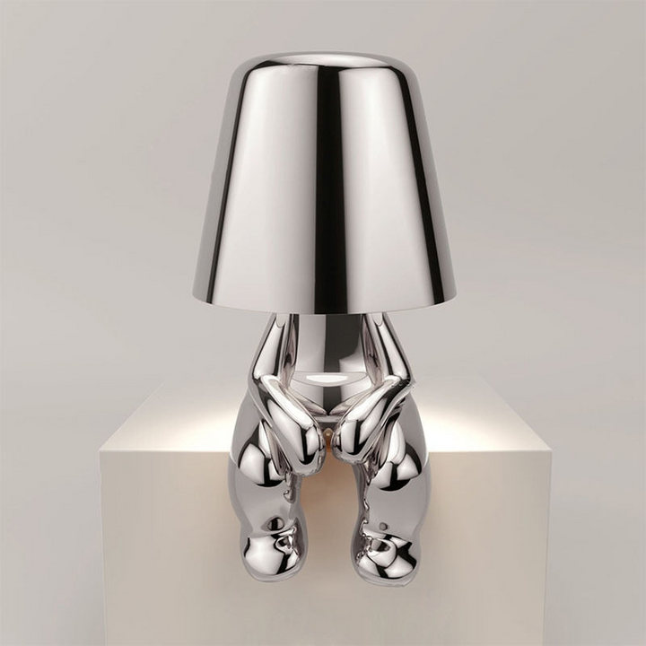 Figurine Table Lamp with Metallic Finish for Interior Decor
