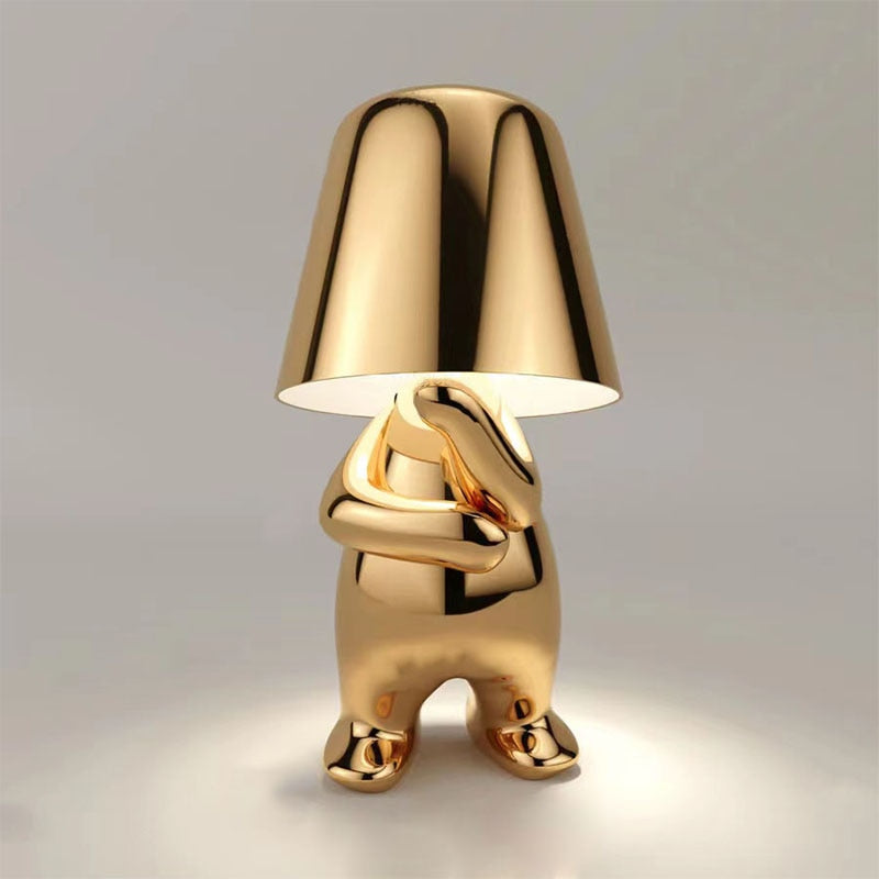Figurine Table Lamp with Metallic Finish for Interior Decor