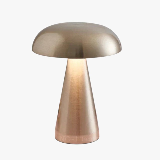 Gold Mushroom Table Lamp with Metal Base for Interior Decor