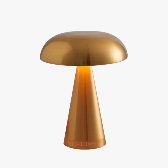 Gold Mushroom Table Lamp with Metal Base for Interior Decor