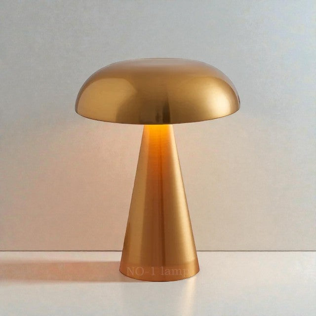 Gold Mushroom Table Lamp with Metal Base for Interior Decor