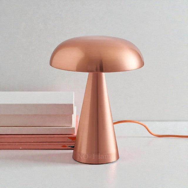 Gold Mushroom Table Lamp with Metal Base for Interior Decor