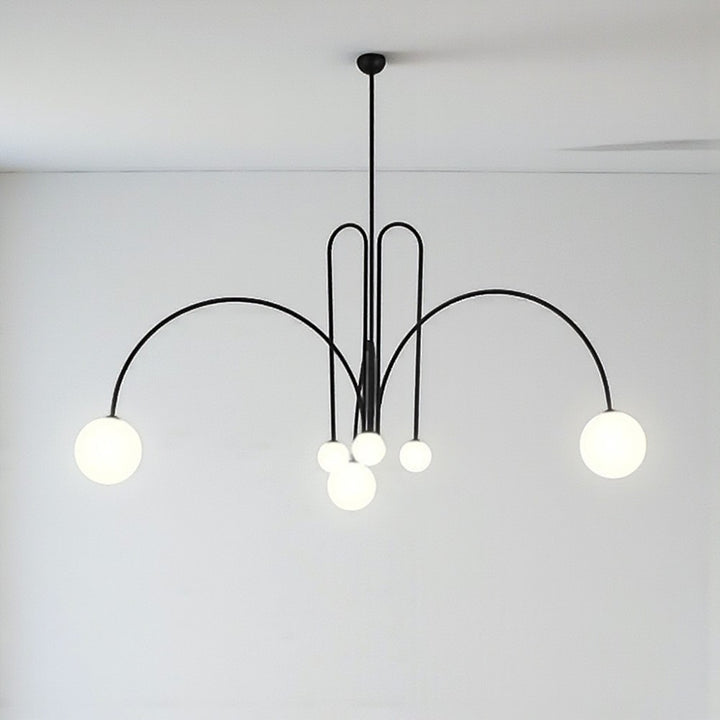 Multi-Globe Pendant Light with Curved Arms for Interior Use