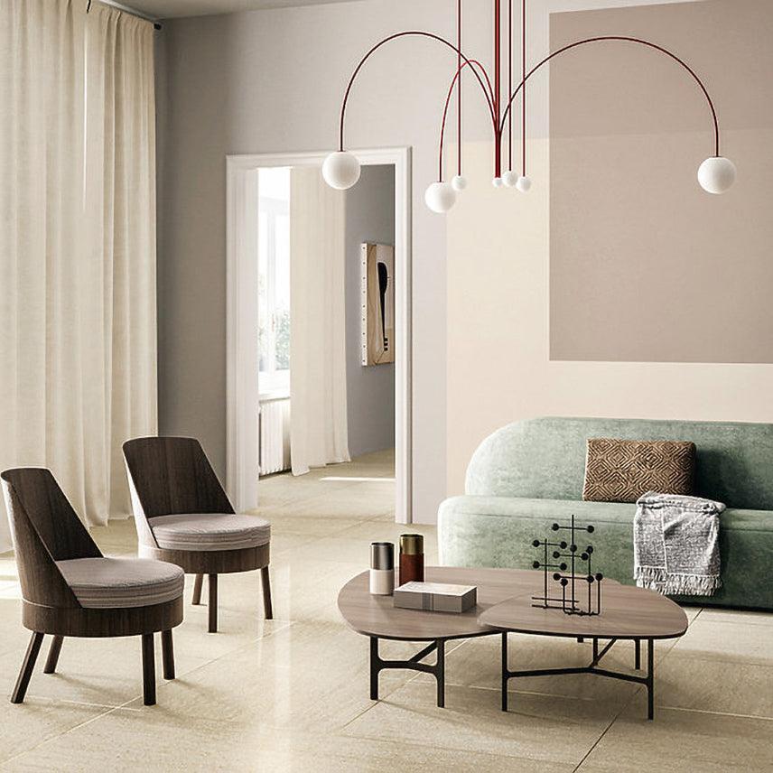 Multi-Globe Pendant Light with Curved Arms for Interior Use