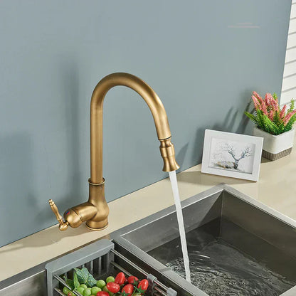 Kitchen Faucet Swivel Spout Antique Brass