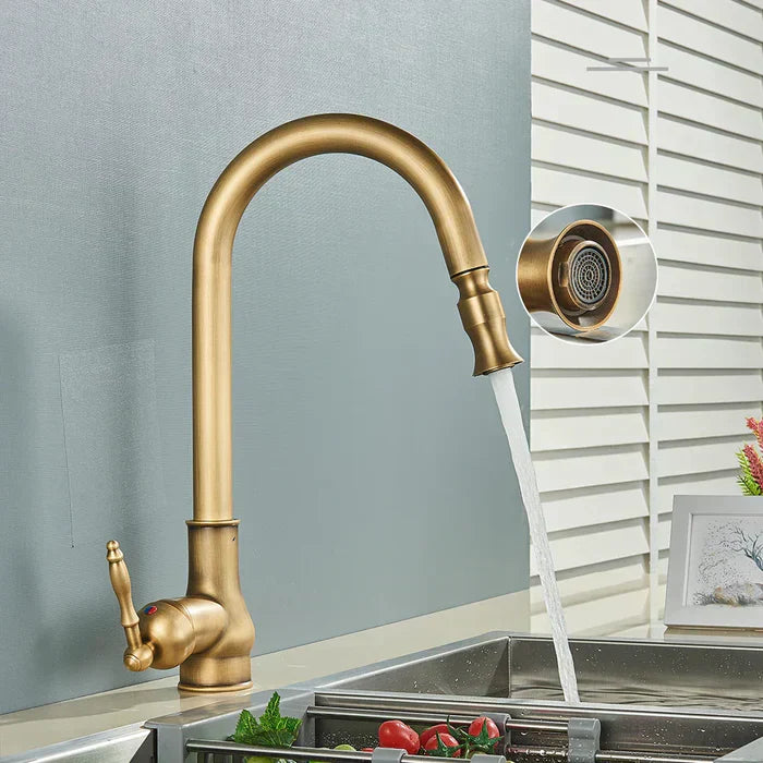 Kitchen Faucet Swivel Spout Antique Brass