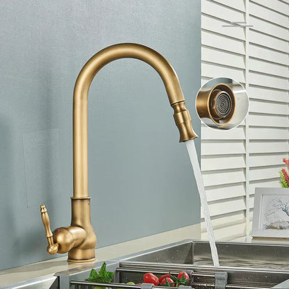 Kitchen Faucet Swivel Spout Antique Brass
