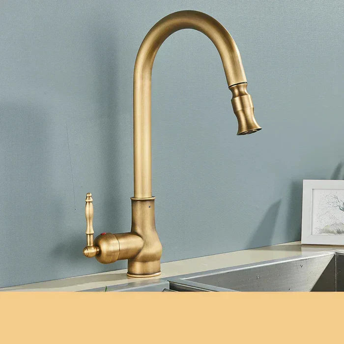 Kitchen Faucet Swivel Spout Antique Brass