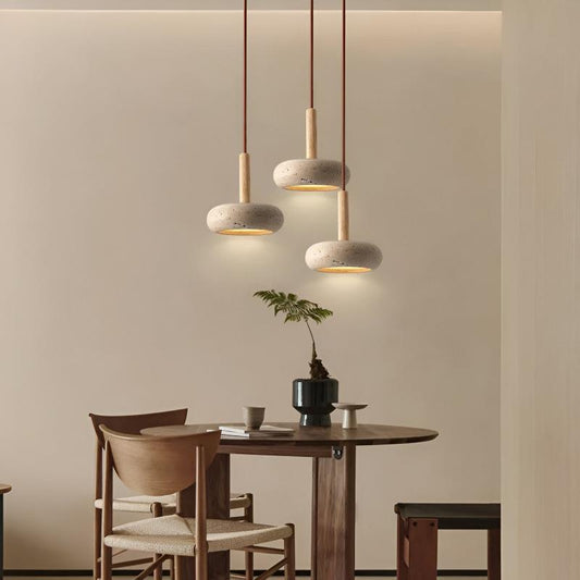 Natural Wood Pendant Light with Energy-Saving LED for Home & Office