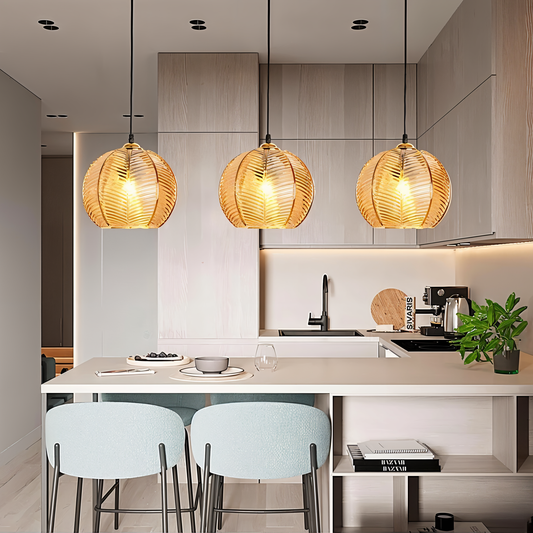 Glass Pendant Light Fixture | Retro Modern Leaf Design for Cozy Spaces