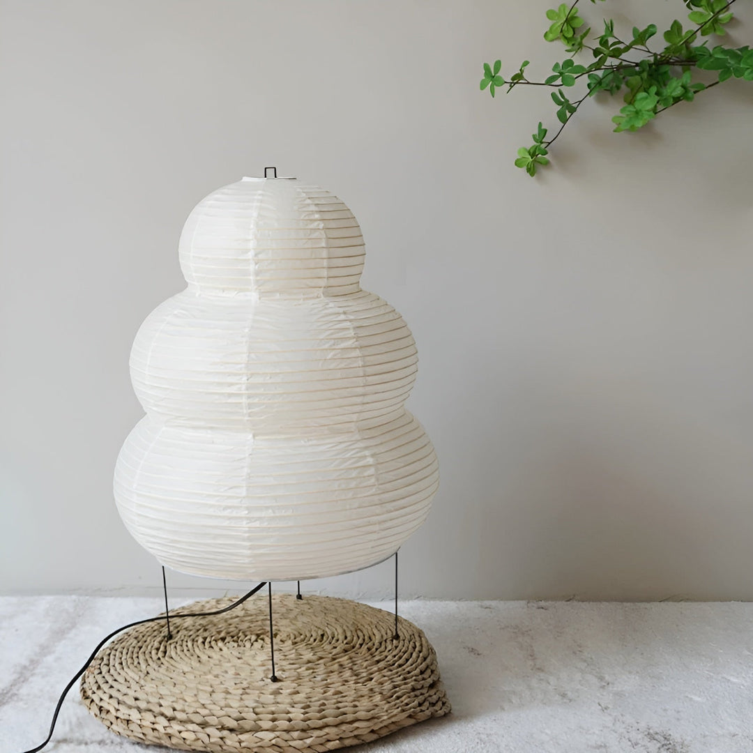 Rice Paper Floor Lamp with Sculpted Shade for Living Room