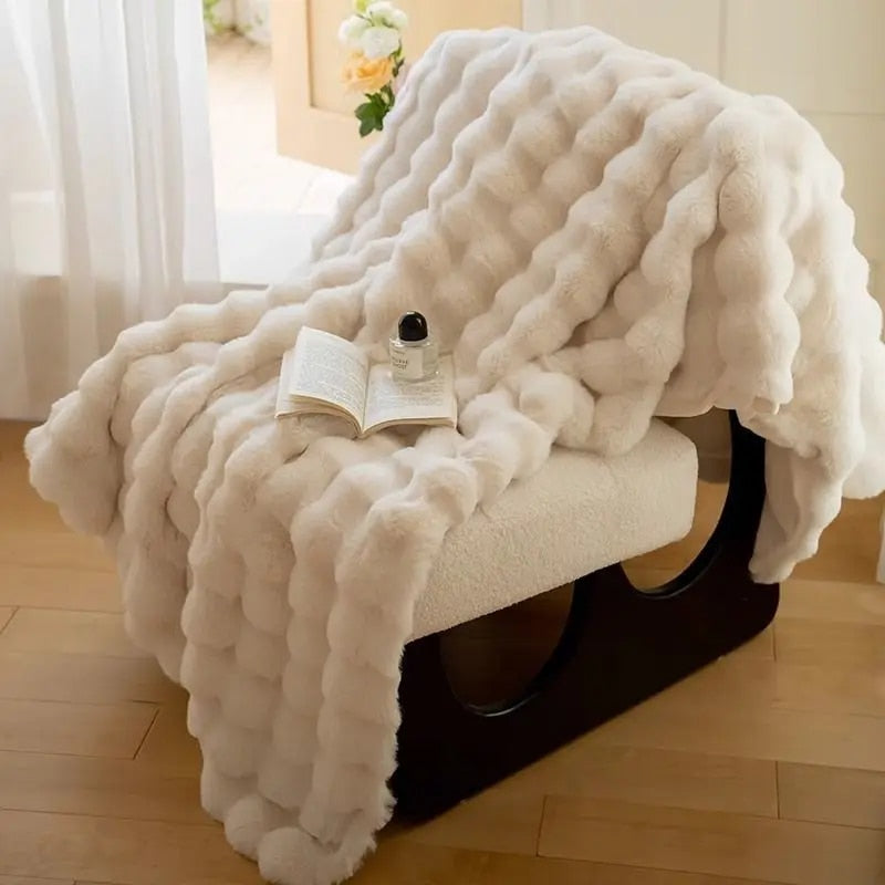 Faux Fur Wave Throw Blanket