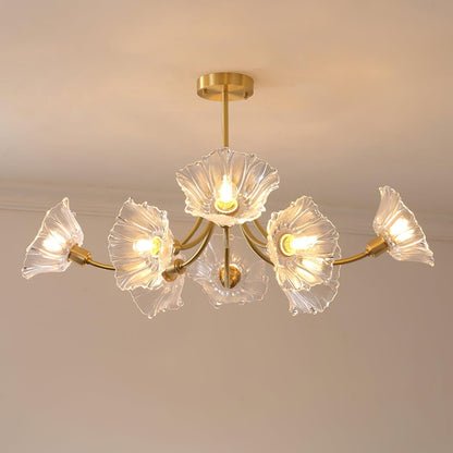 Elegant Flower Glass Chandelier for Home and Office Decor Lighting