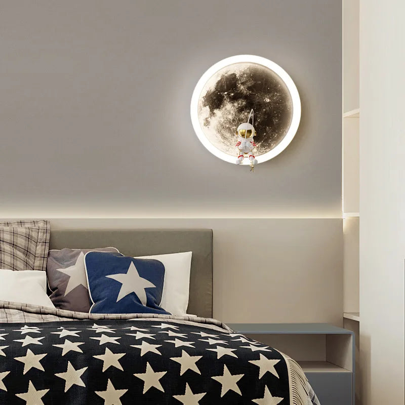 Moon LED Wall Lamp for Kids' Room, Home Decor, Space Theme Lighting