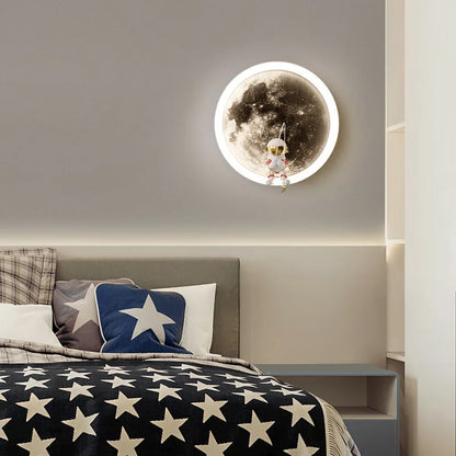 Moon LED Wall Lamp for Kids' Room, Home Decor, Space Theme Lighting