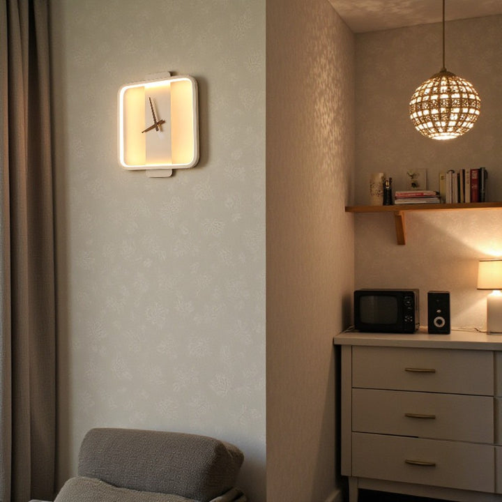 LED Wall Clock with Illuminated Ring and Silent Quartz