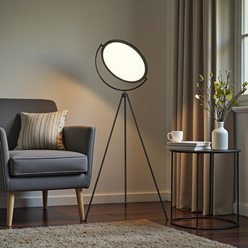LED Tripod Floor Lamp with Round Head for Living Room