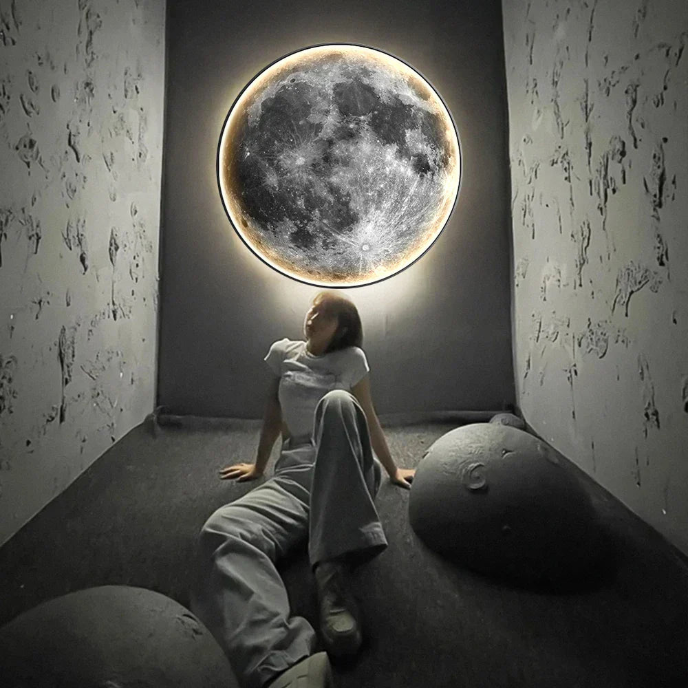 LED Moon Wall Light for Home Decor - Modern Night Lamp for Bedroom & Office