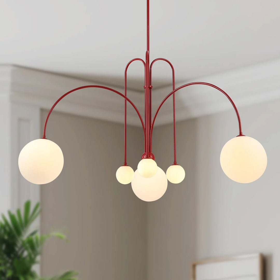 Multi-Globe Pendant Light with Curved Arms for Interior Use