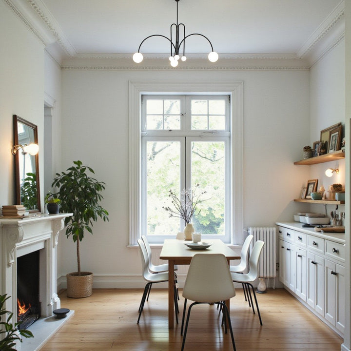 Multi-Globe Pendant Light with Curved Arms for Interior Use