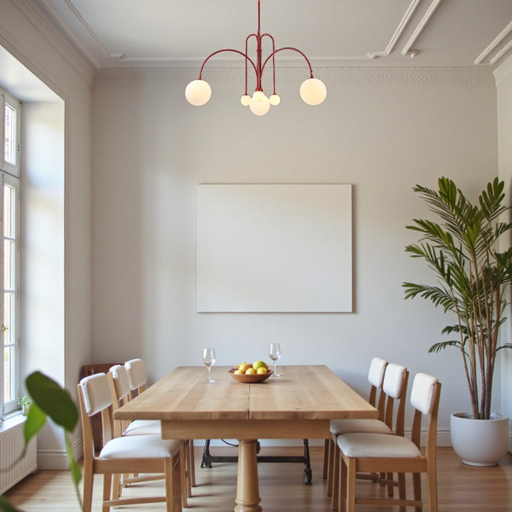 Multi-Globe Pendant Light with Curved Arms for Interior Use