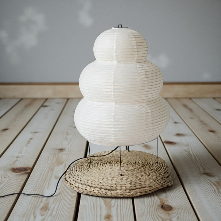 Rice Paper Floor Lamp with Sculpted Shade for Living Room