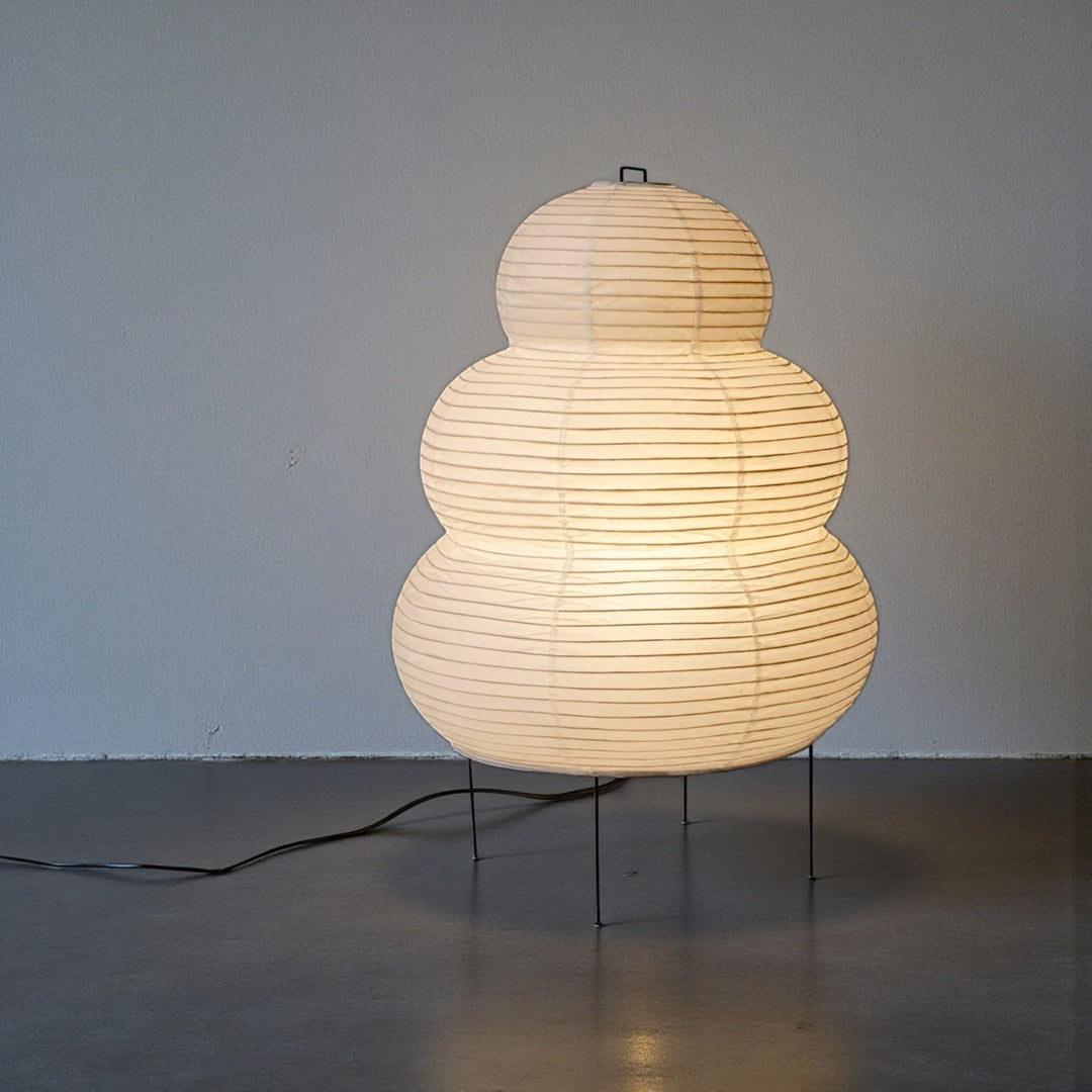 Rice Paper Floor Lamp with Sculpted Shade for Living Room