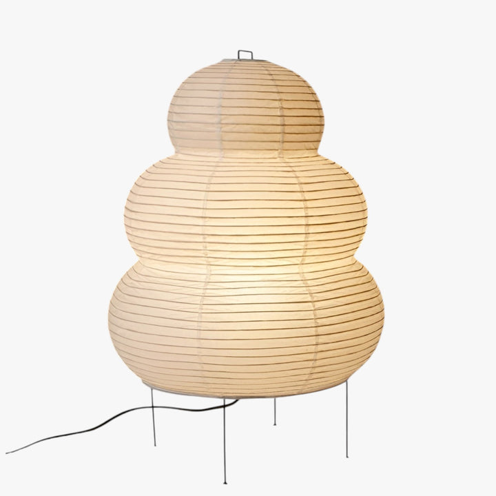 Rice Paper Floor Lamp with Sculpted Shade for Living Room
