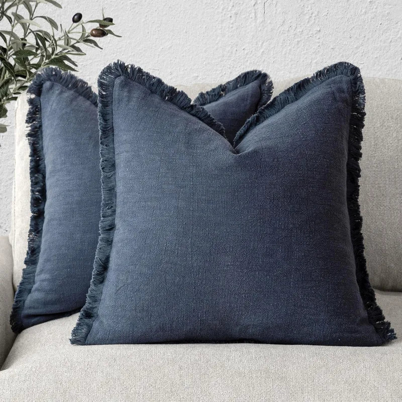 Cushion Covers Nordic Frill Cotton Linen Square 5 Pack