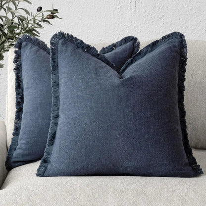 Cushion Covers Nordic Frill Cotton Linen Square 5 Pack