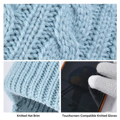 Kids Winter Hat Scarf Gloves Set Ear Warmer Neck Warmer Set