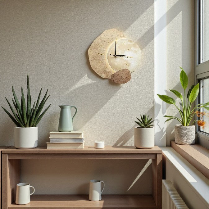 Decorative Stone-Style Wall Clock with Silent Quartz Movement