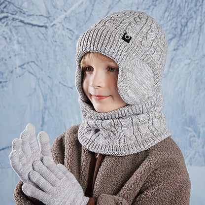 Kids Winter Hat Scarf Gloves Set Ear Warmer Neck Warmer Set