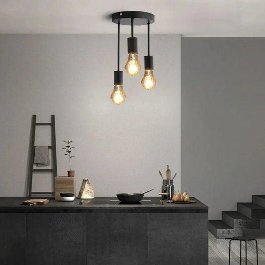 Industrial Black 3-Light Ceiling Lamp for Home and Office Lighting